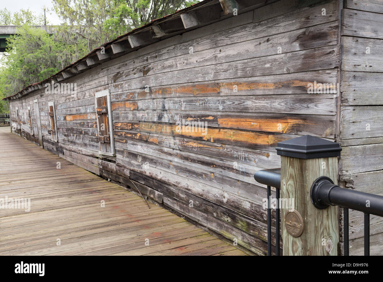 Fiume Waccamaw storico distretto Warehouse in Conway, SC, STATI UNITI D'AMERICA Foto Stock