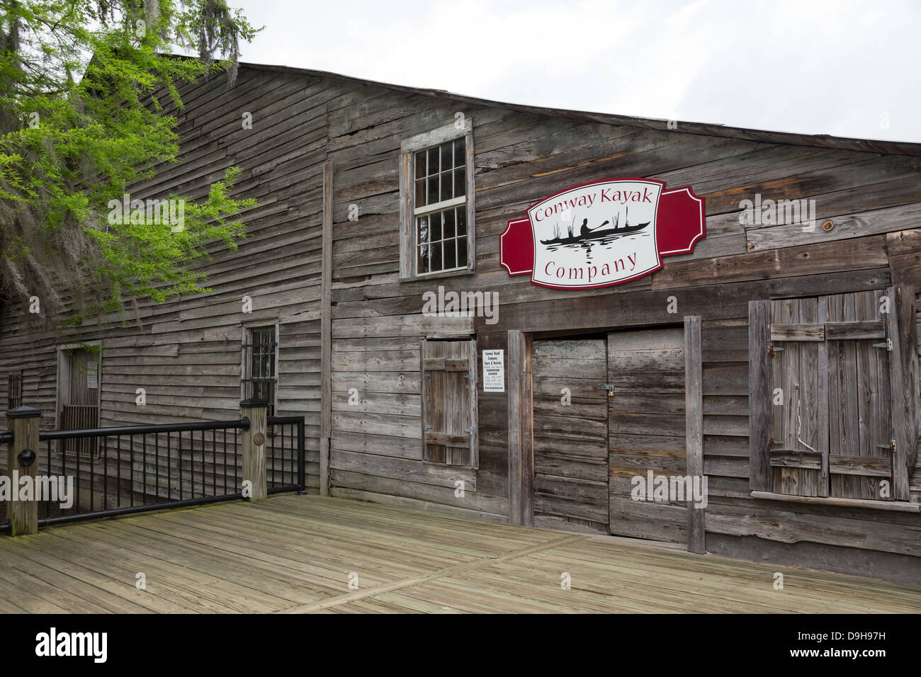 Fiume Waccamaw storico distretto Warehouse in Conway, SC, STATI UNITI D'AMERICA Foto Stock