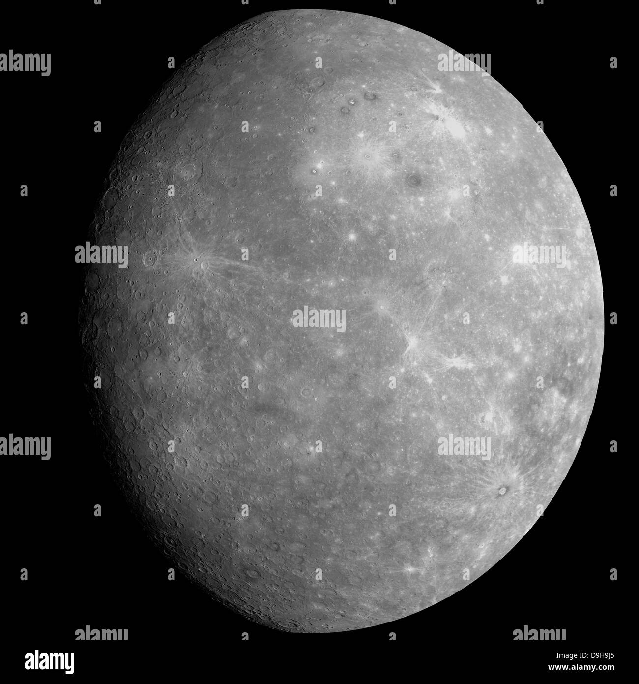 Mosaico del pianeta Mercurio come si vede dal messaggero navicella spaziale su la missione del primo volo del pianeta. Foto Stock