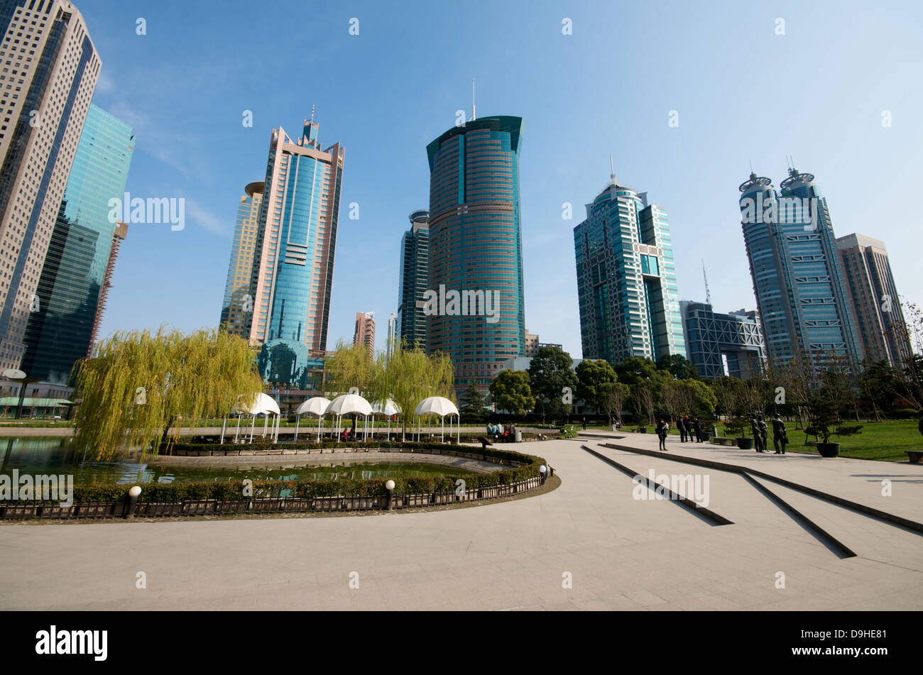 Shanghai Pudong downtown con Jin Mao e Shanghai World Finance Centre (SWFC) Foto Stock