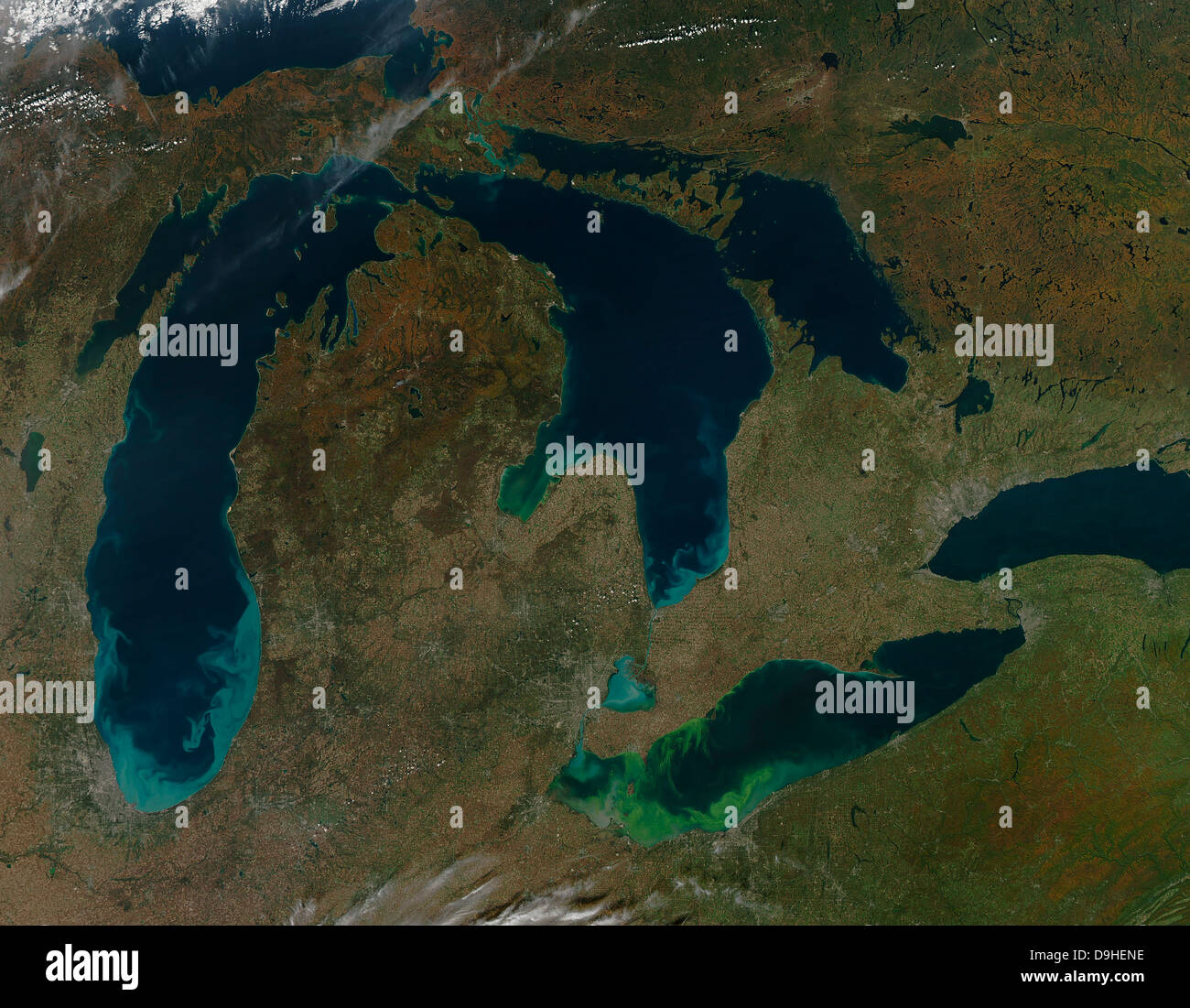 Vista satellitare della Great Lakes, Stati Uniti d'America Foto Stock