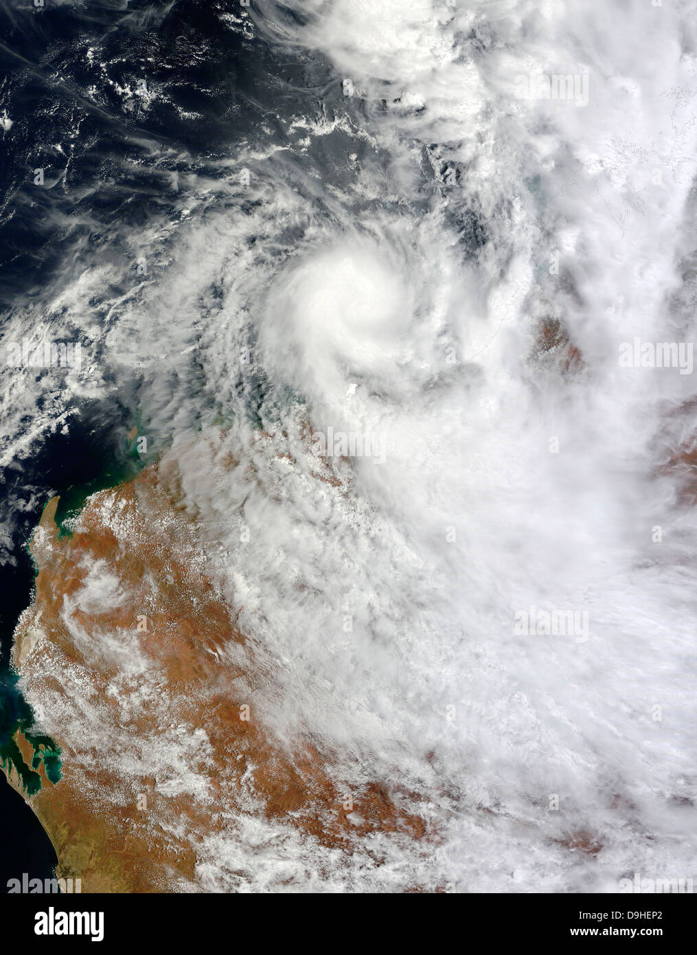 11 gennaio 2012 - Il ciclone tropicale Heidi off sulla costa nordoccidentale dell'Australia. Foto Stock