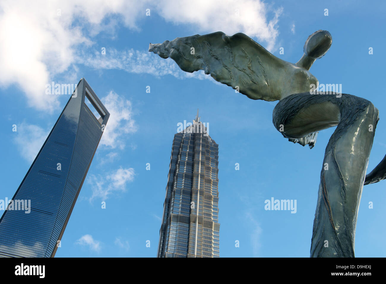 Shanghai Pudong skyline del centro città con angeli Foto Stock