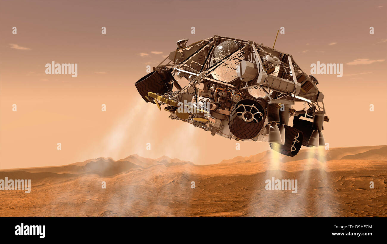 Il rover e la fase di discesa per la NASA il Mars Science Laboratory navicelle spaziali. Foto Stock