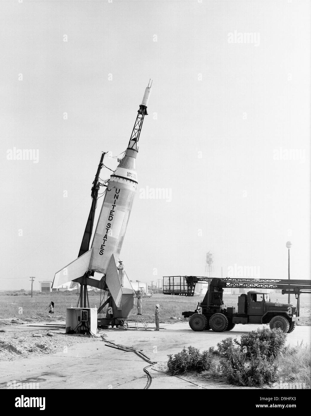 Little Joe sul launcher a Wallops Island Foto Stock