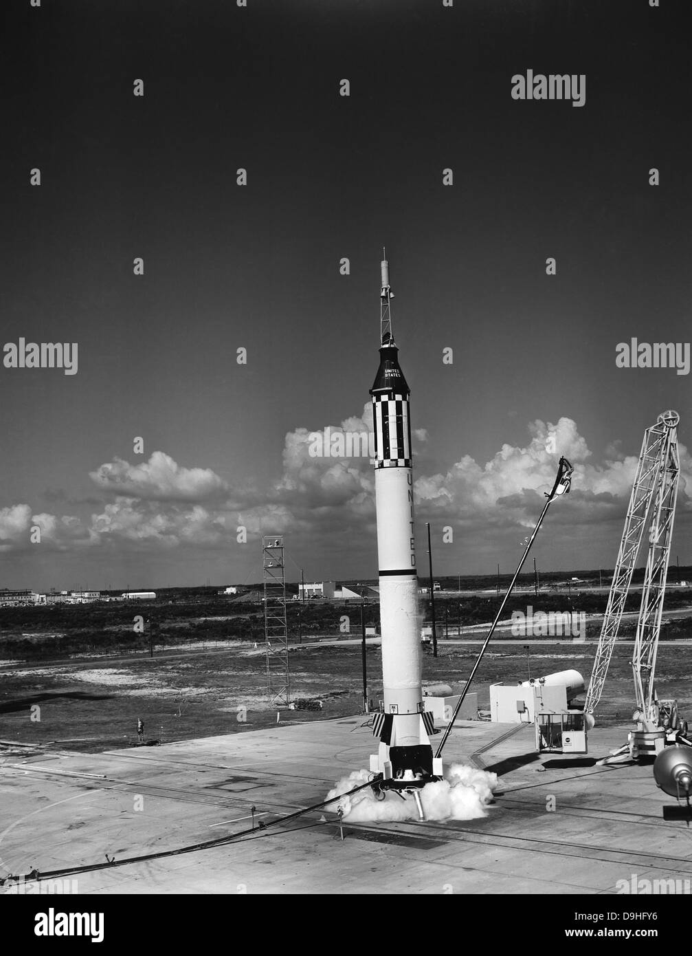 5 maggio 1961 - Lancio di Mercury-Redstone 3 razzo da Cape Canaveral, in Florida. Foto Stock