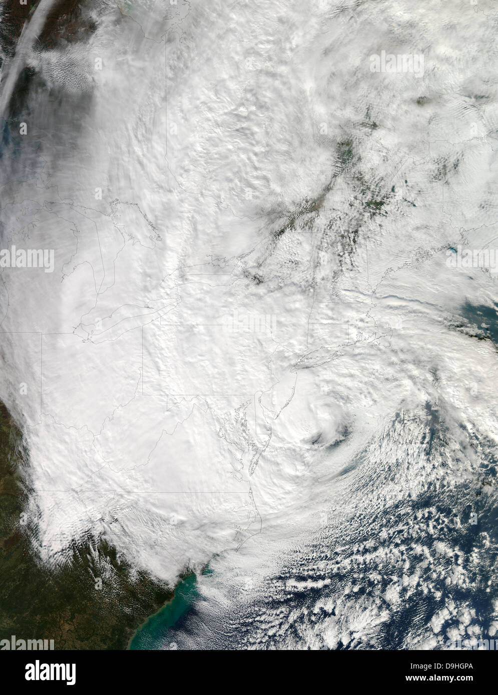 Ottobre 29, 2012 - uragano Sandy rendendo approdo sulla costa nord-orientale degli Stati Uniti. Foto Stock