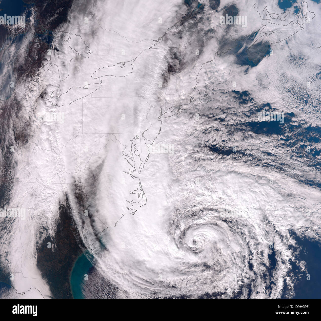 Ottobre 28, 2012 - uragano Sandy lungo la costa nord-orientale degli Stati Uniti. Foto Stock
