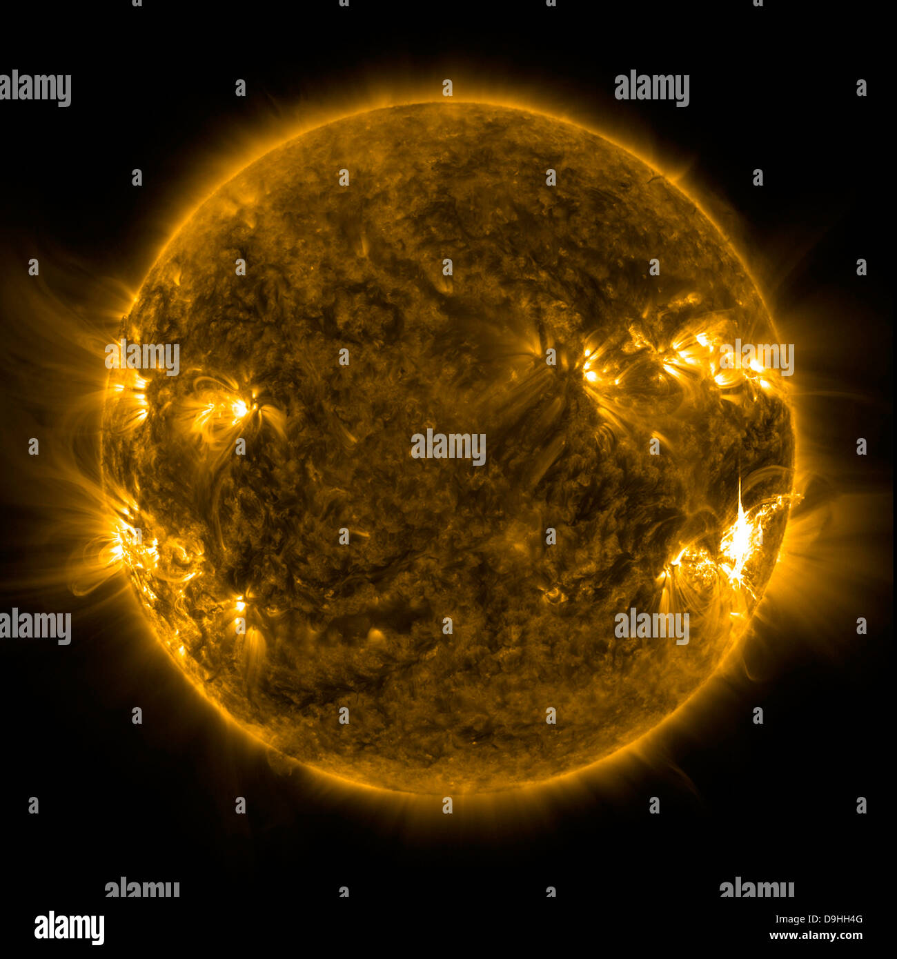 Attività solare sul sole. Foto Stock