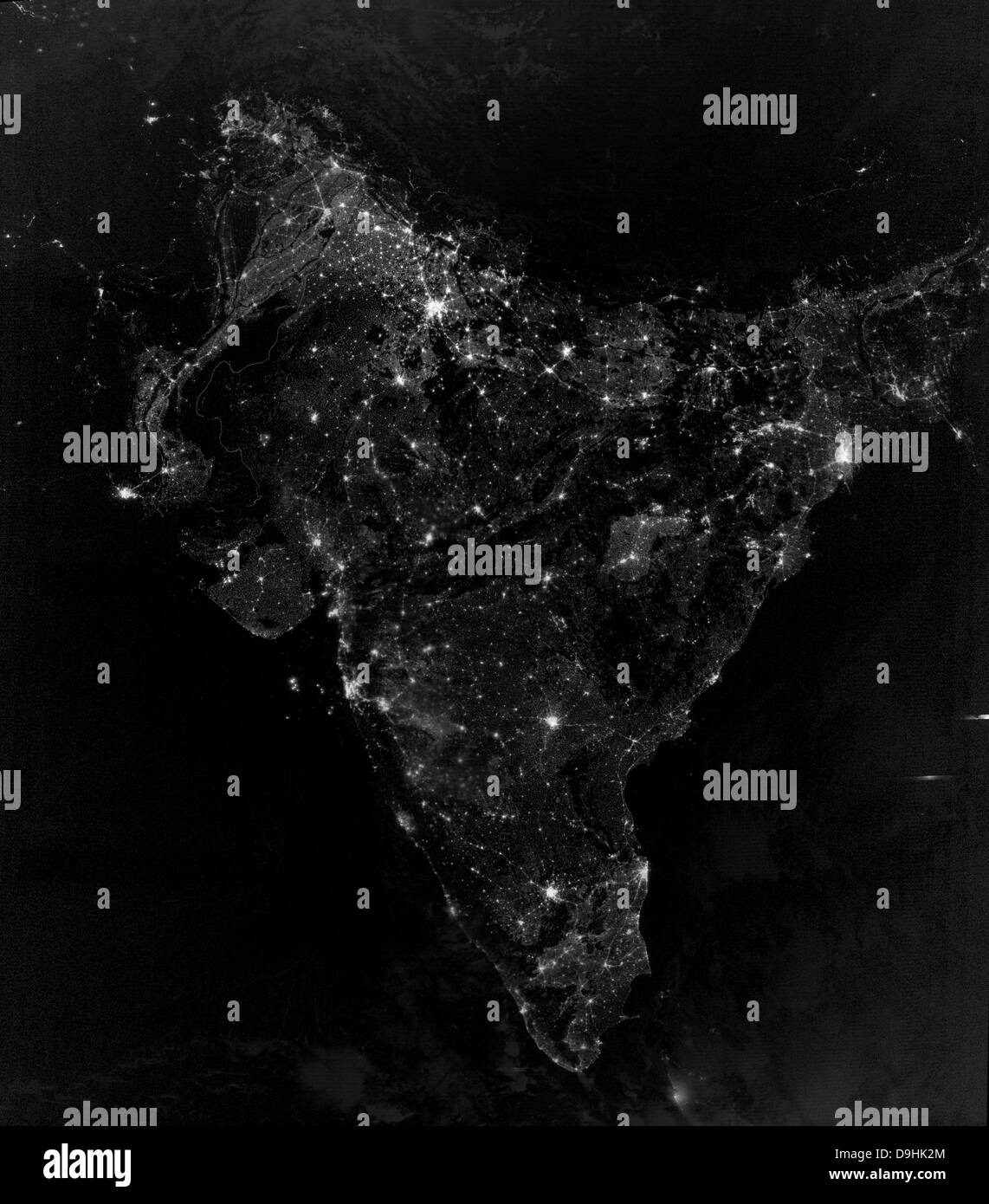 Novembre 12, 2012 - vista dal satellite della città, villaggio, e l'autostrada luci in India. Foto Stock