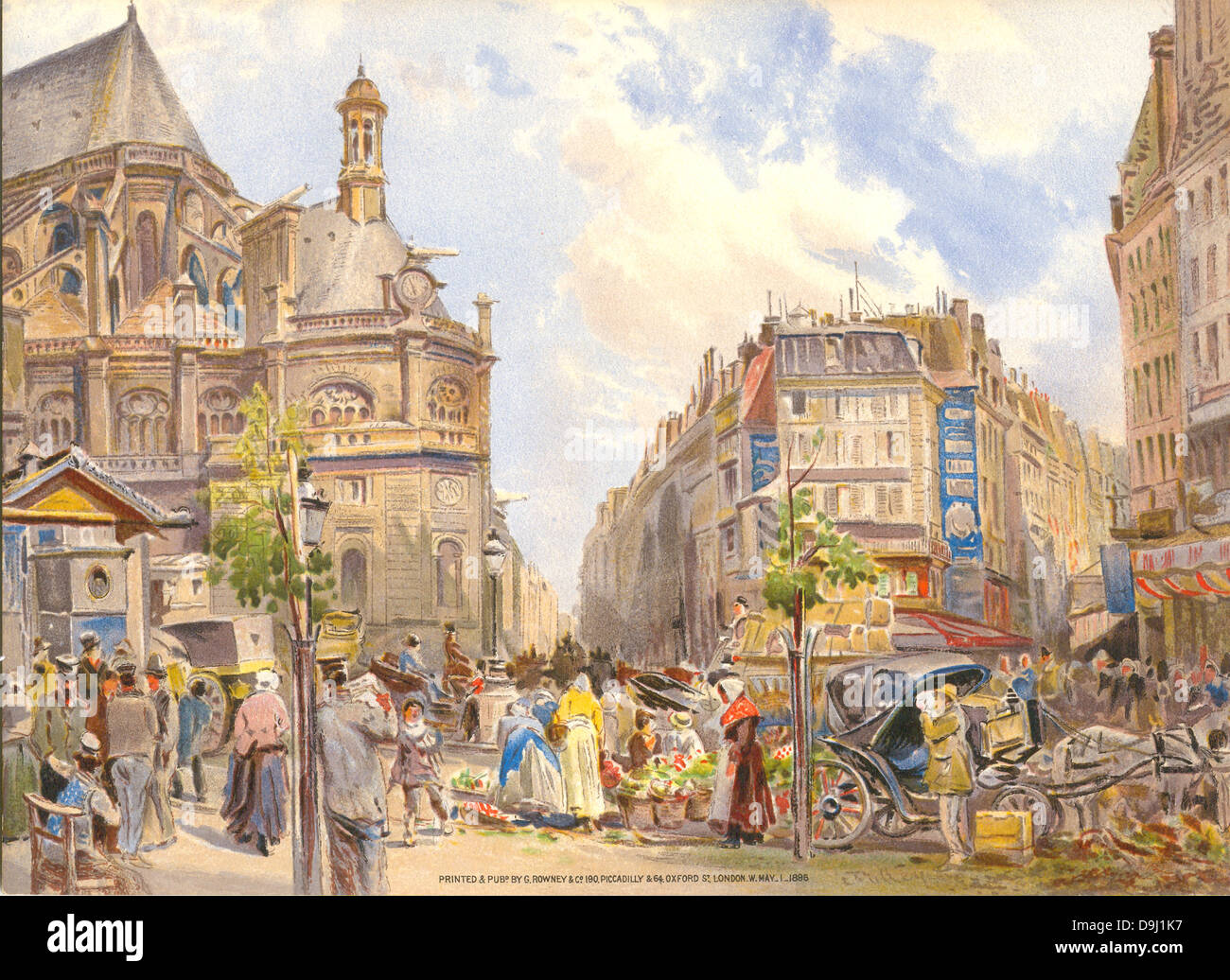 Pubblicità per G Rowney della trafficata London street scene Foto Stock