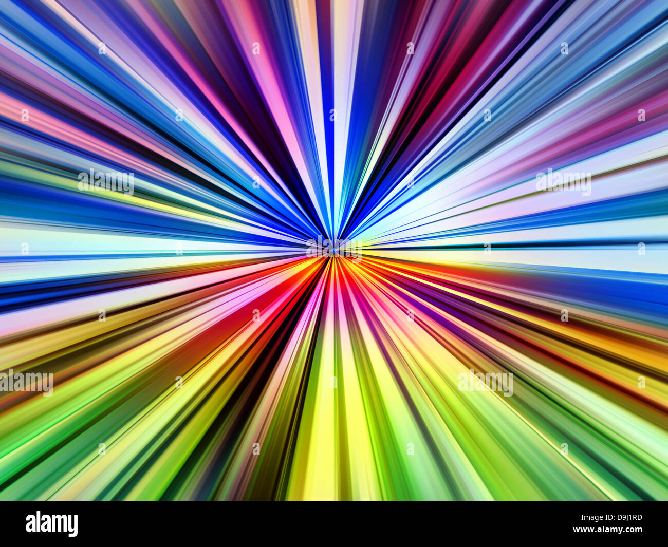 Multicolore di individuare i raggi di luce esplosione illustrazione. Foto Stock