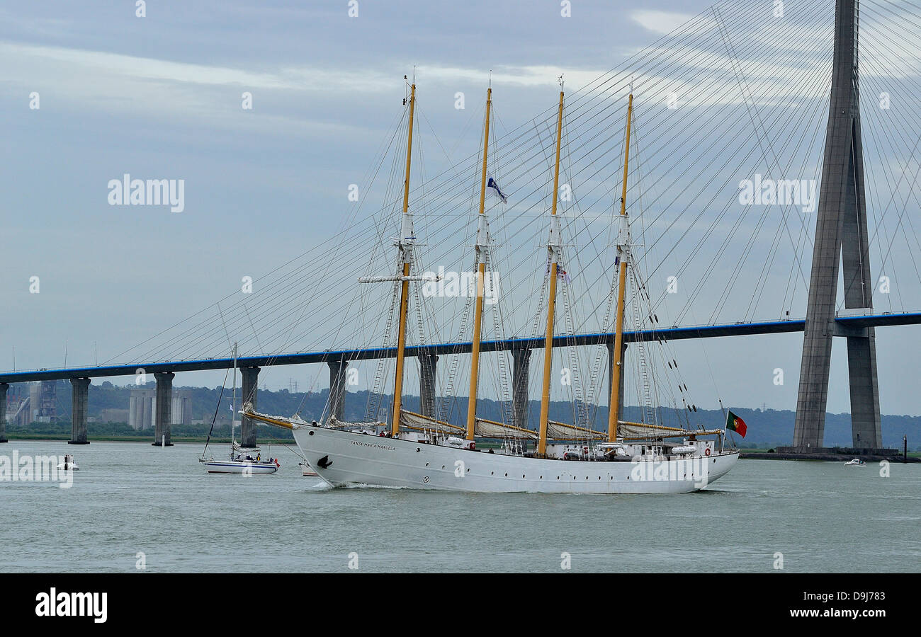Santa Maria Manuela : quattro-masted, barca scuola (1937), casa port : Aveiro (Portogallo). Durante 'Armada Rouen 2013'. Foto Stock