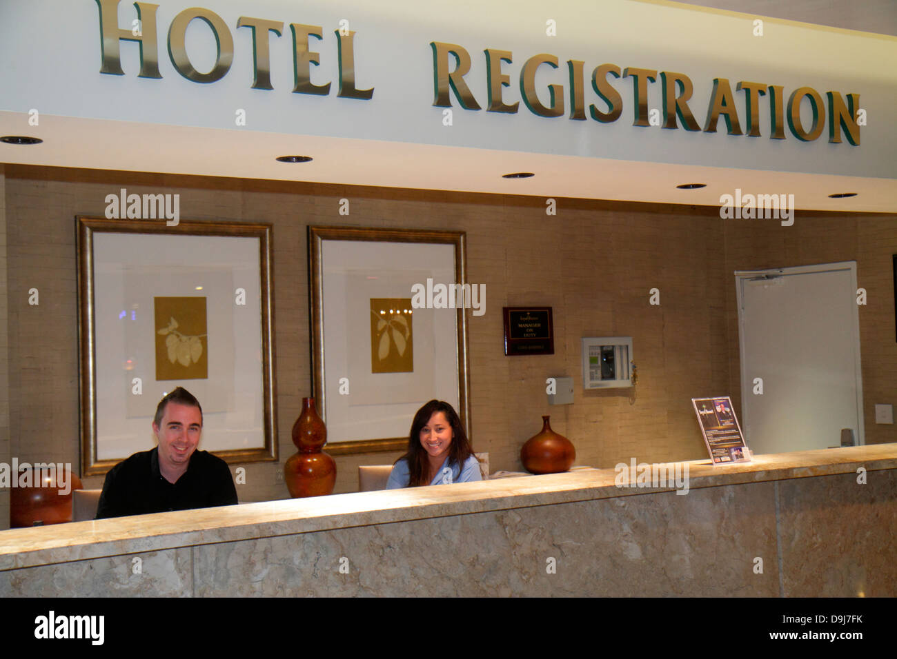 Las Vegas Nevada,The Strip,Convention Center Drive,Royal Resort,hotel,hall,reception check in reception prenotazioni registrati registrati Foto Stock
