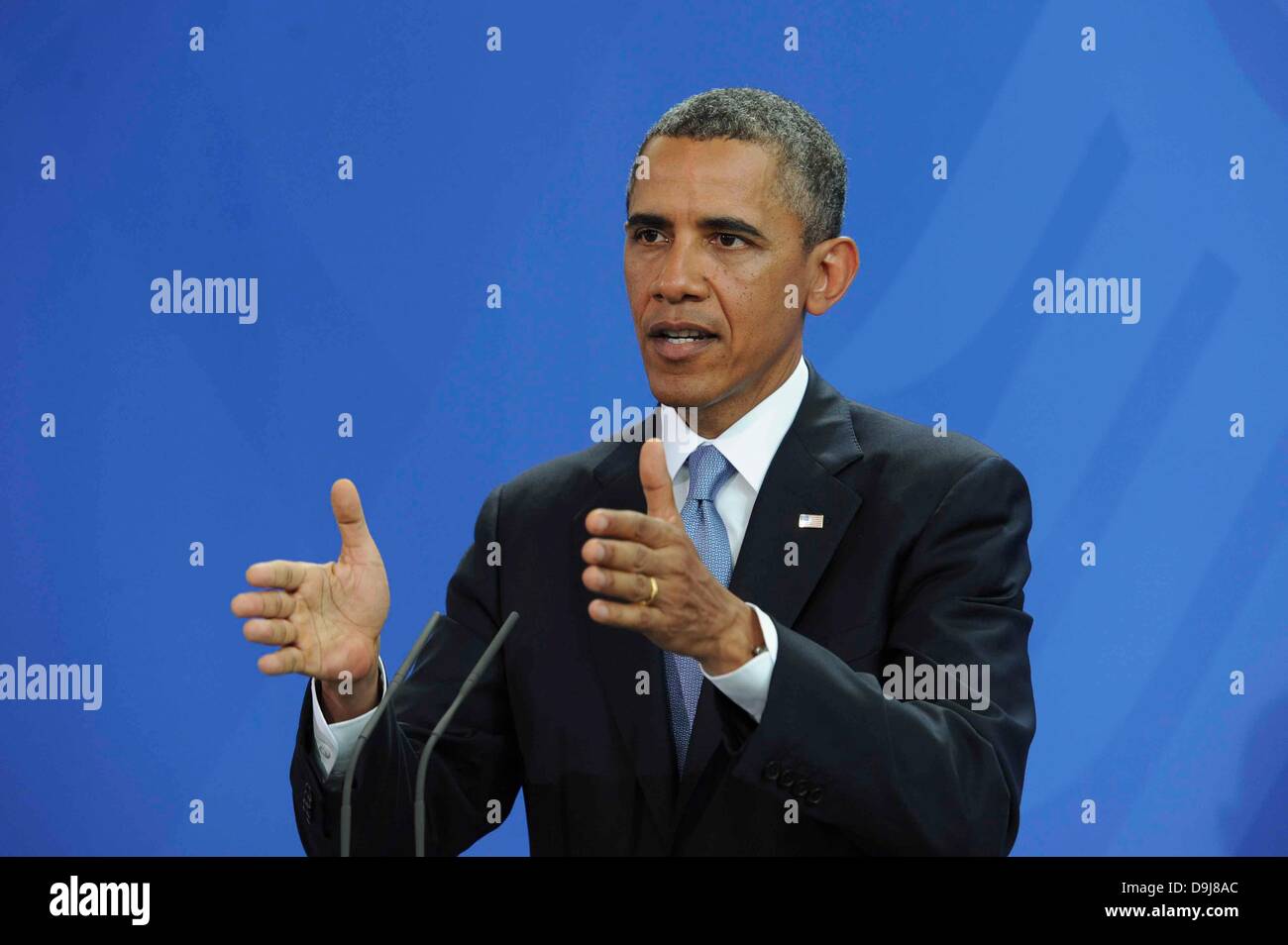 Barack Hussein Obama presidente der Vereinigten Staaten von Amerika / USA PK TErmin im Bundeskanzleramt 19.06.2013 Berlin/picture alliance Foto Stock