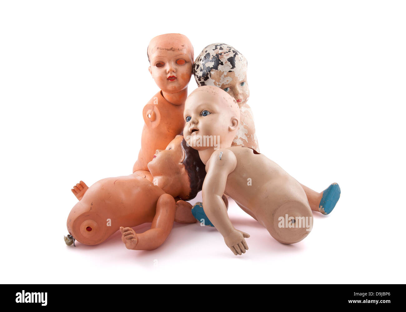 Creepy dolls isolato su bianco con tracciato di ritaglio Foto Stock