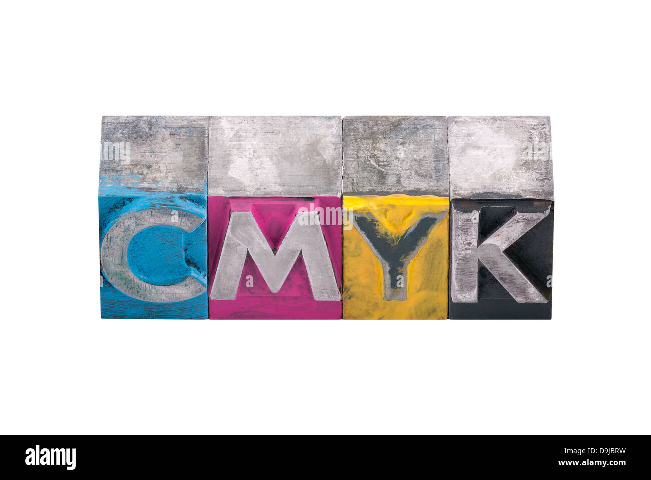 Cmyk in metallo lettere Foto Stock