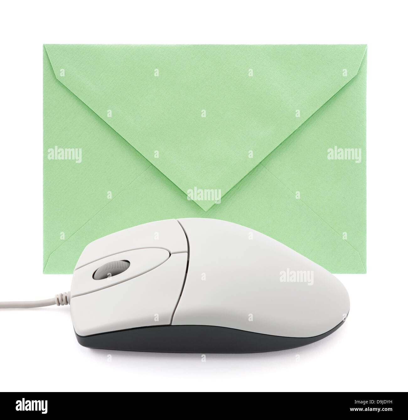 Il mouse del computer con busta concetto della posta elettronica Foto Stock