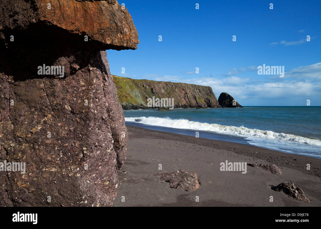 Ballydowane Beach, la costa di rame Geopark, Bunmahon, nella contea di Waterford, Irlanda Foto Stock