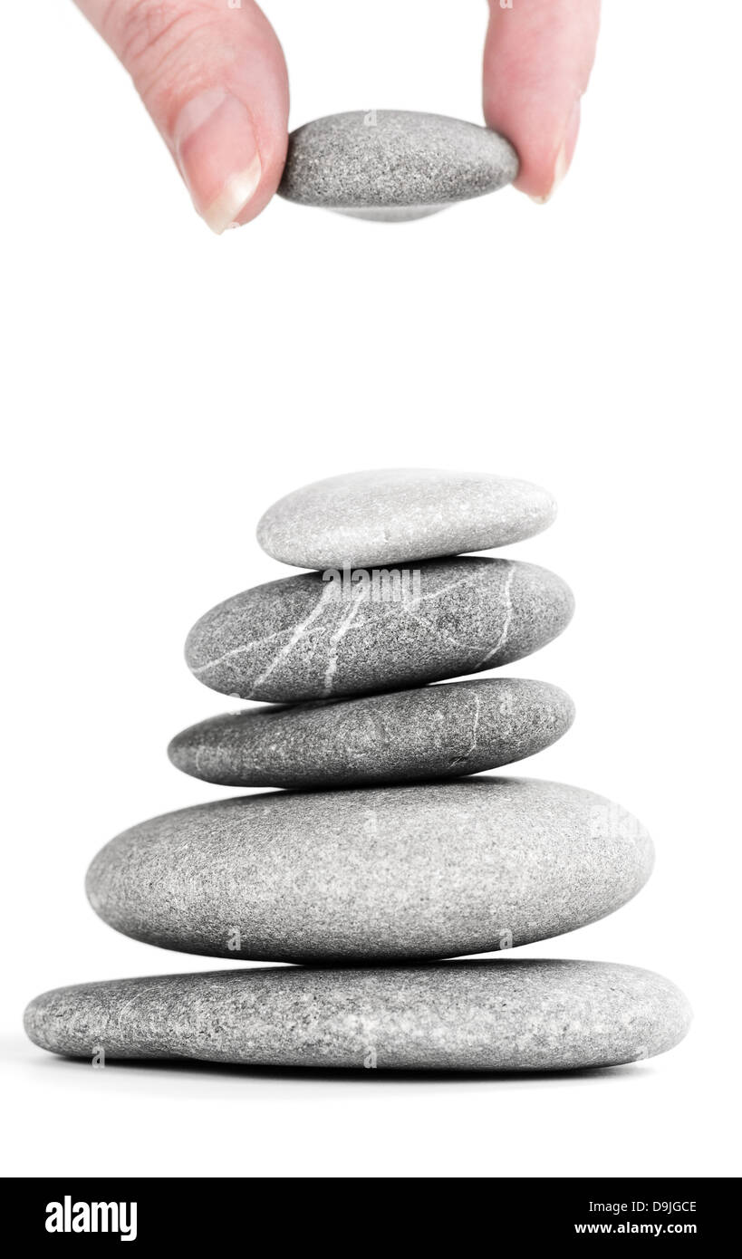 Pietre in pila bilanciato Foto Stock