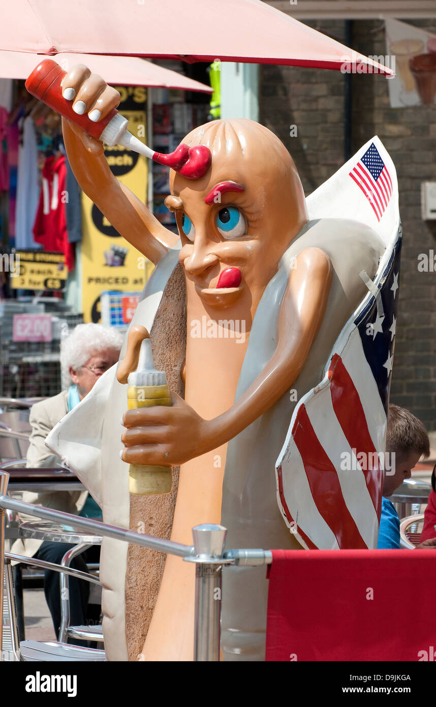 Novità hot dog fuori del ristorante, Great Yarmouth, Norfolk, Inghilterra Foto Stock