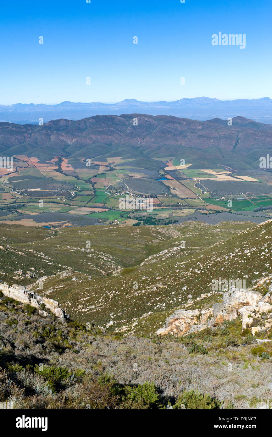 Vista nord dal Swartberg Pass, Western Cape, Sud Africa Foto Stock