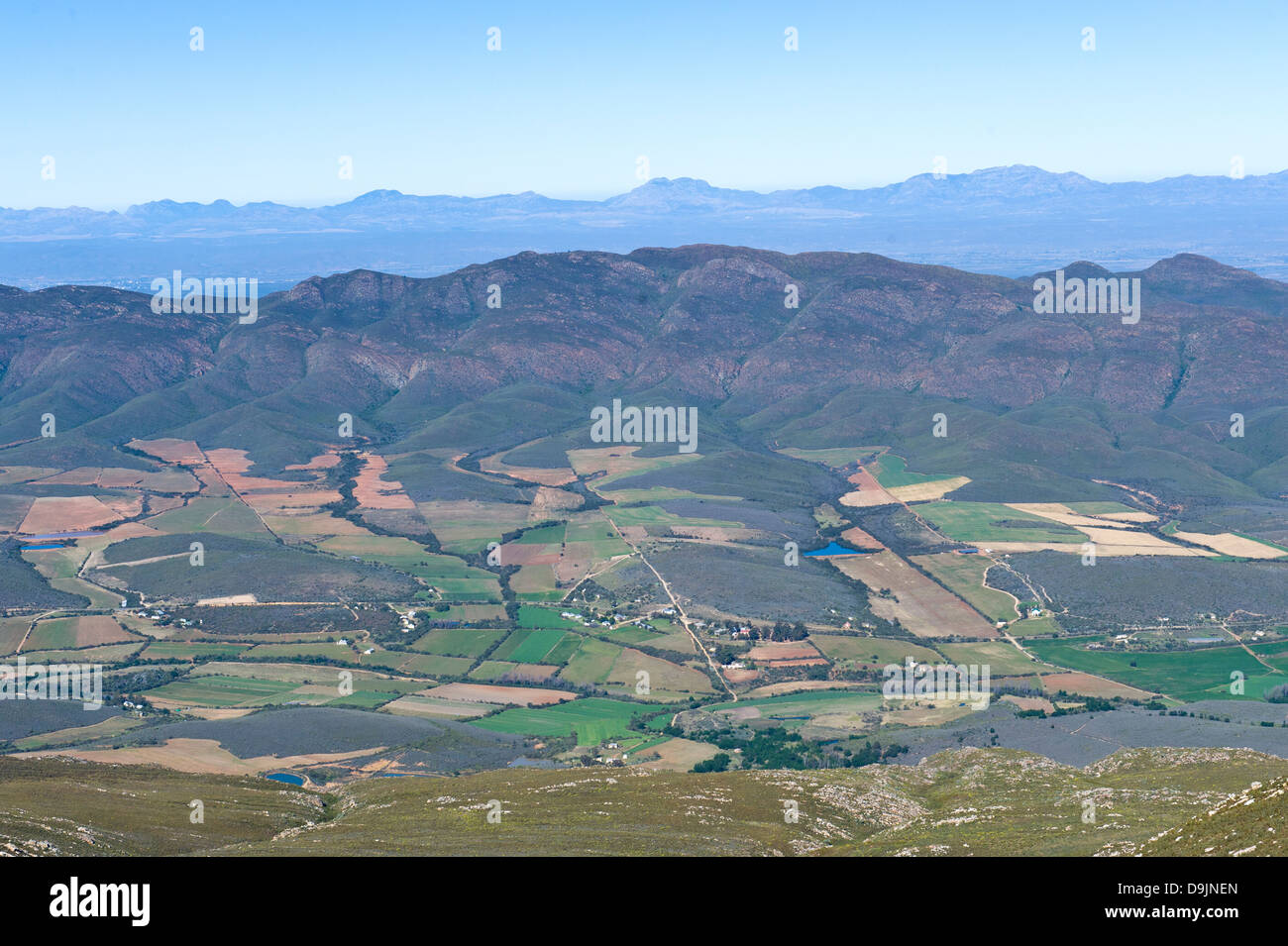 Vista nord dal Swartberg Pass, Western Cape, Sud Africa Foto Stock