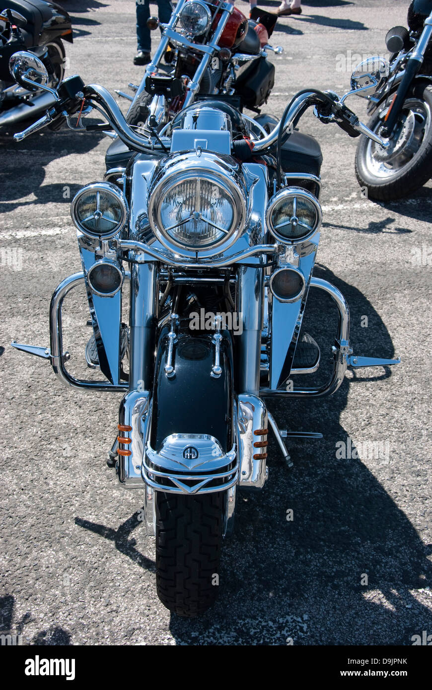 Black & Chrome Harley Davidson Road King Foto Stock