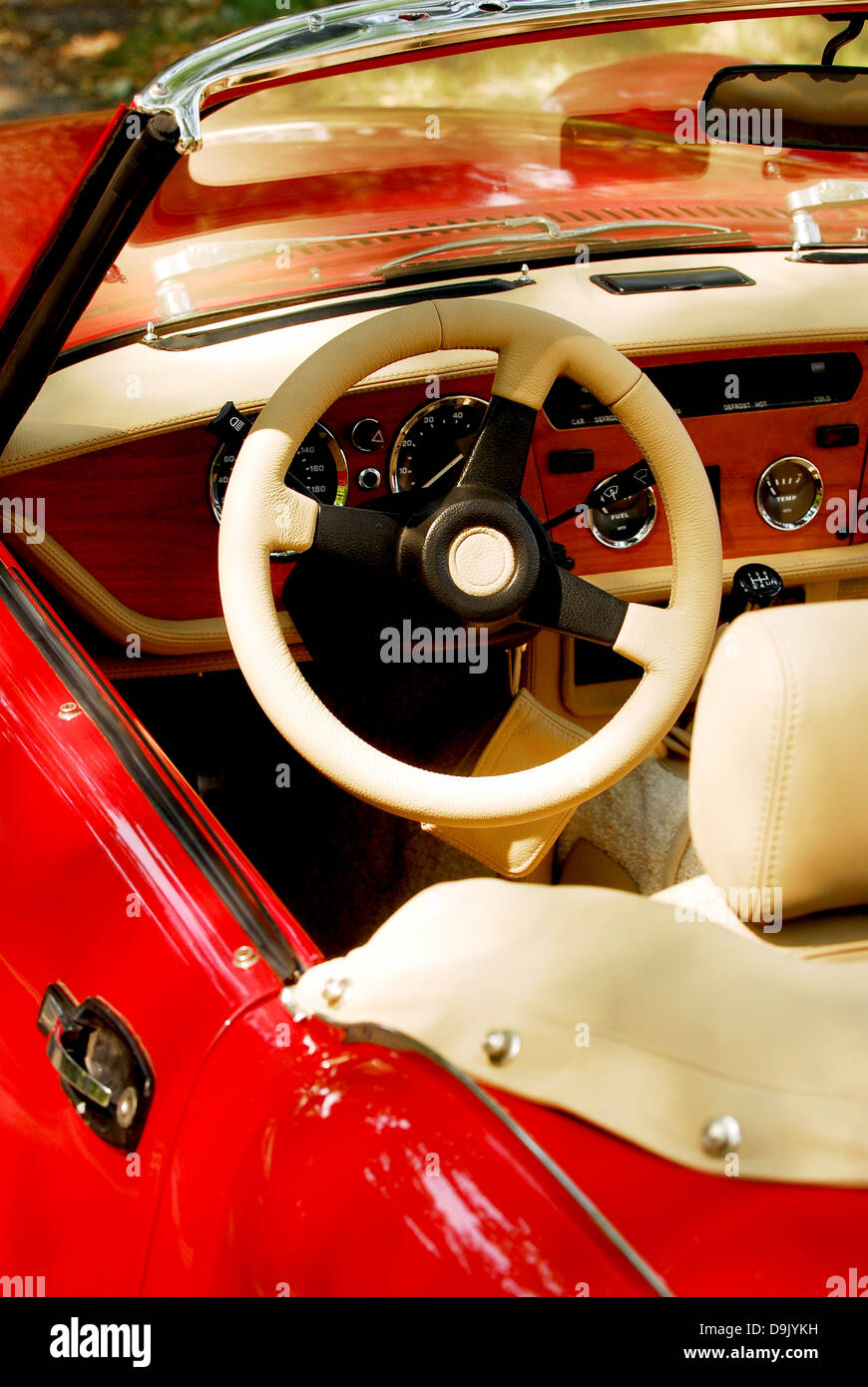 Auto MG, oldtimer, rosso, stile di vita, Oldtimer, auto, viaggio, rosso, cabrio, fidati del mio garage Foto Stock