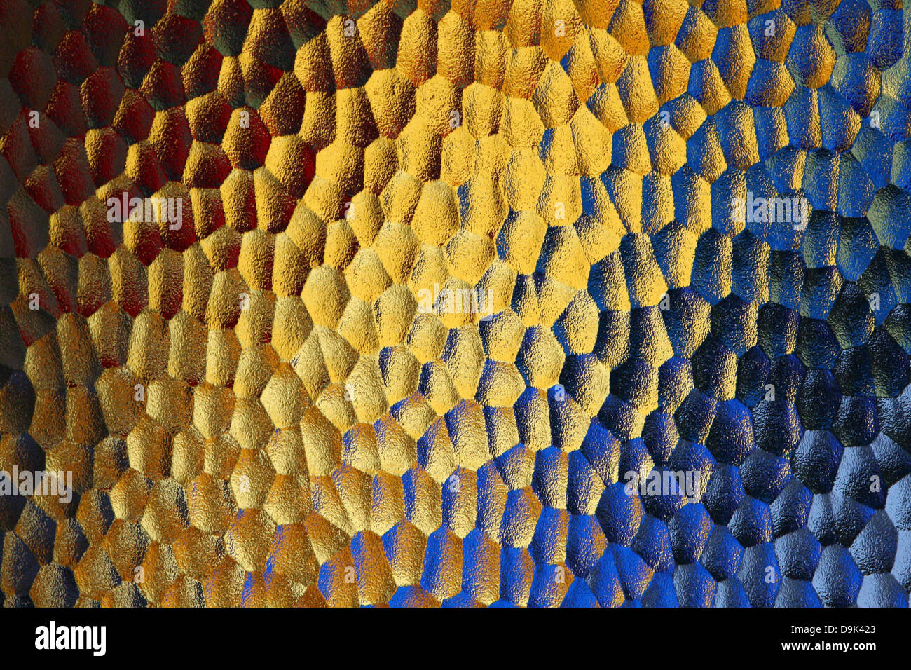 Finestra di vetro colorato di rosso giallo blu texture Foto Stock