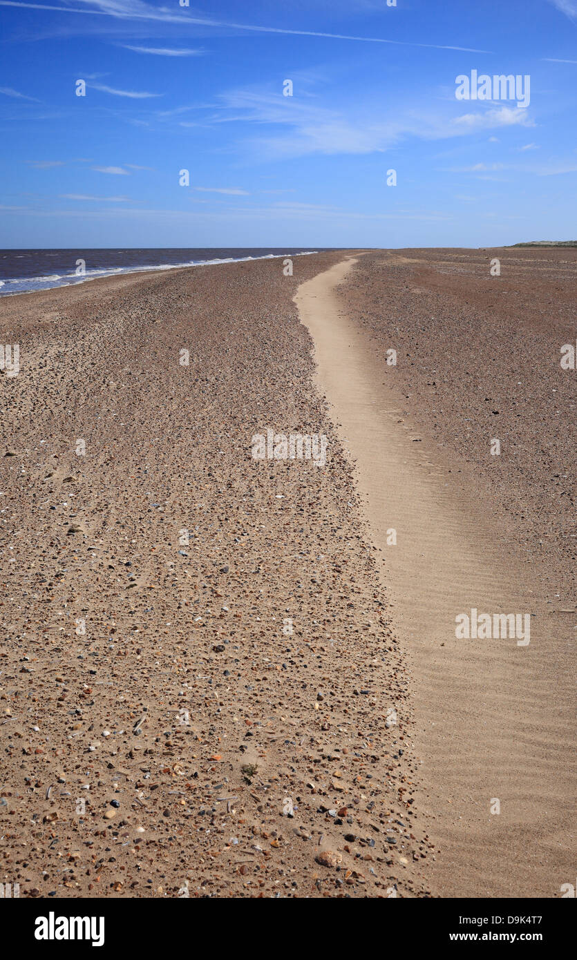 La spiaggia a Holme-next-il-mare sulla costa di Norfolk. Foto Stock