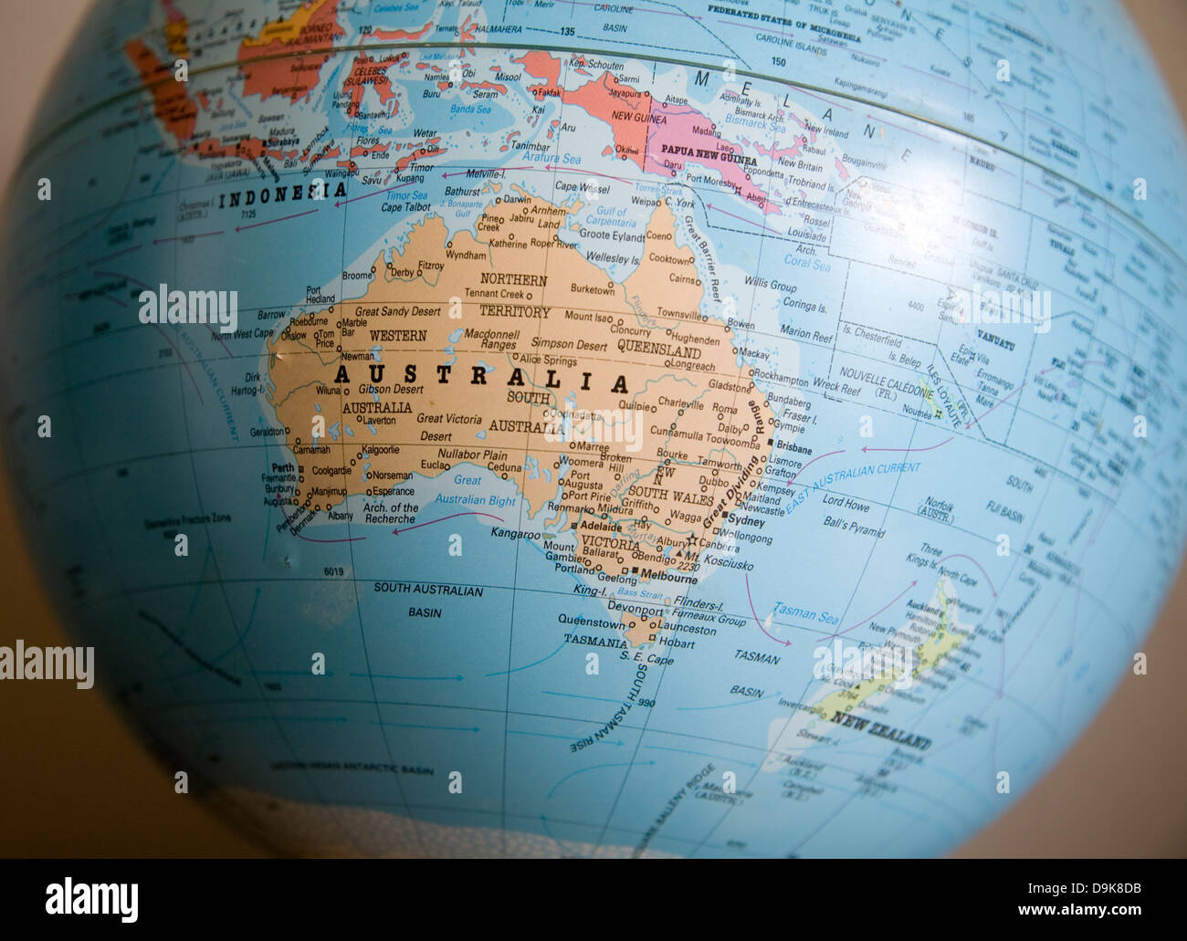 Australia Pacific posizione sul globo mondo Foto Stock
