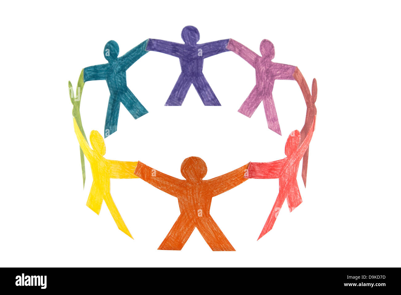 Cerchio colorato e persone con tracciato di ritaglio Foto Stock