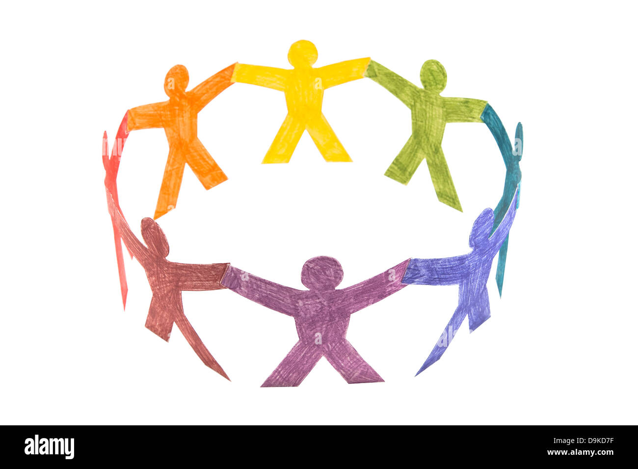 Cerchio colorato e persone con tracciato di ritaglio Foto Stock