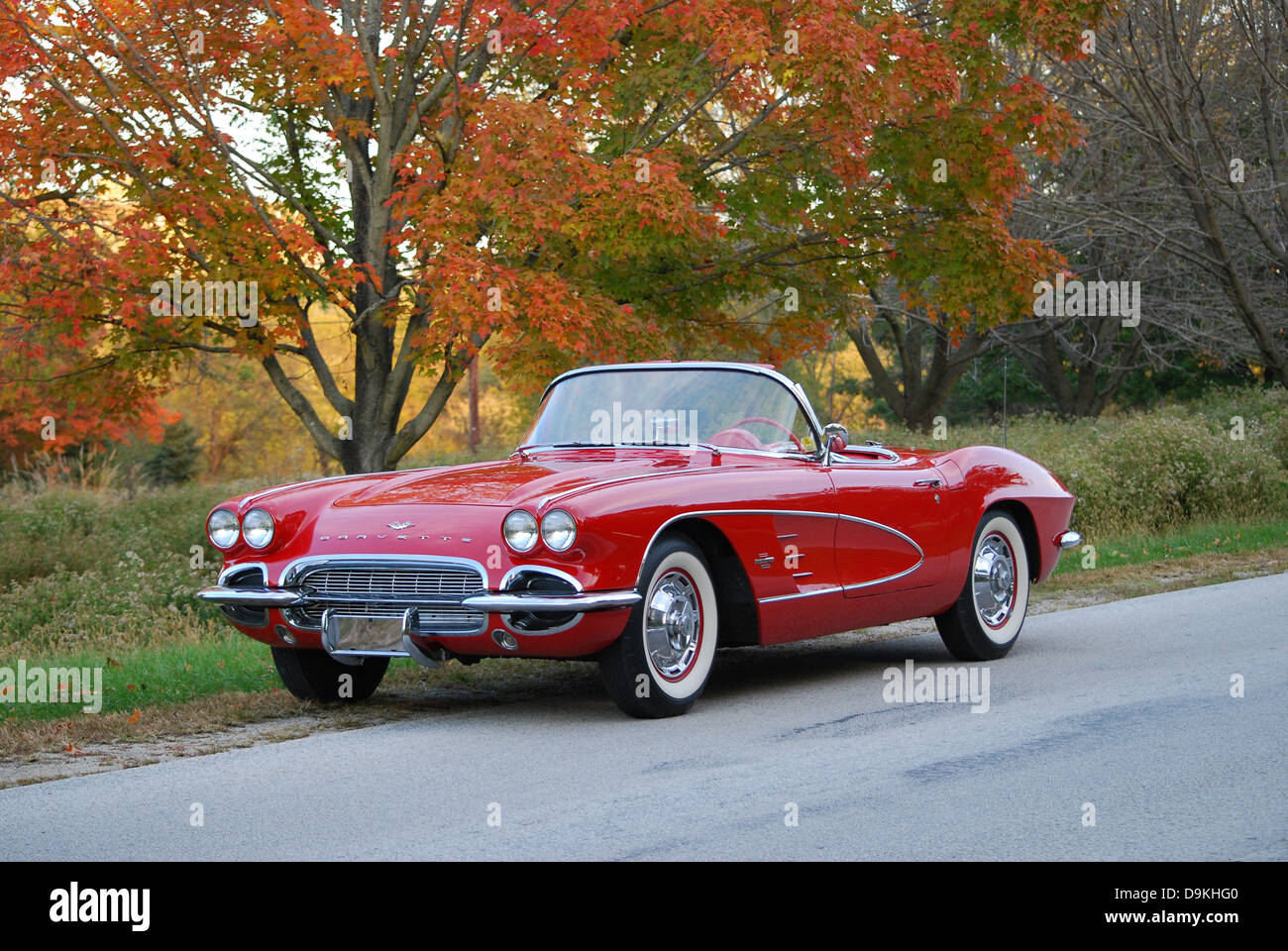 1961 red corvette Foto Stock