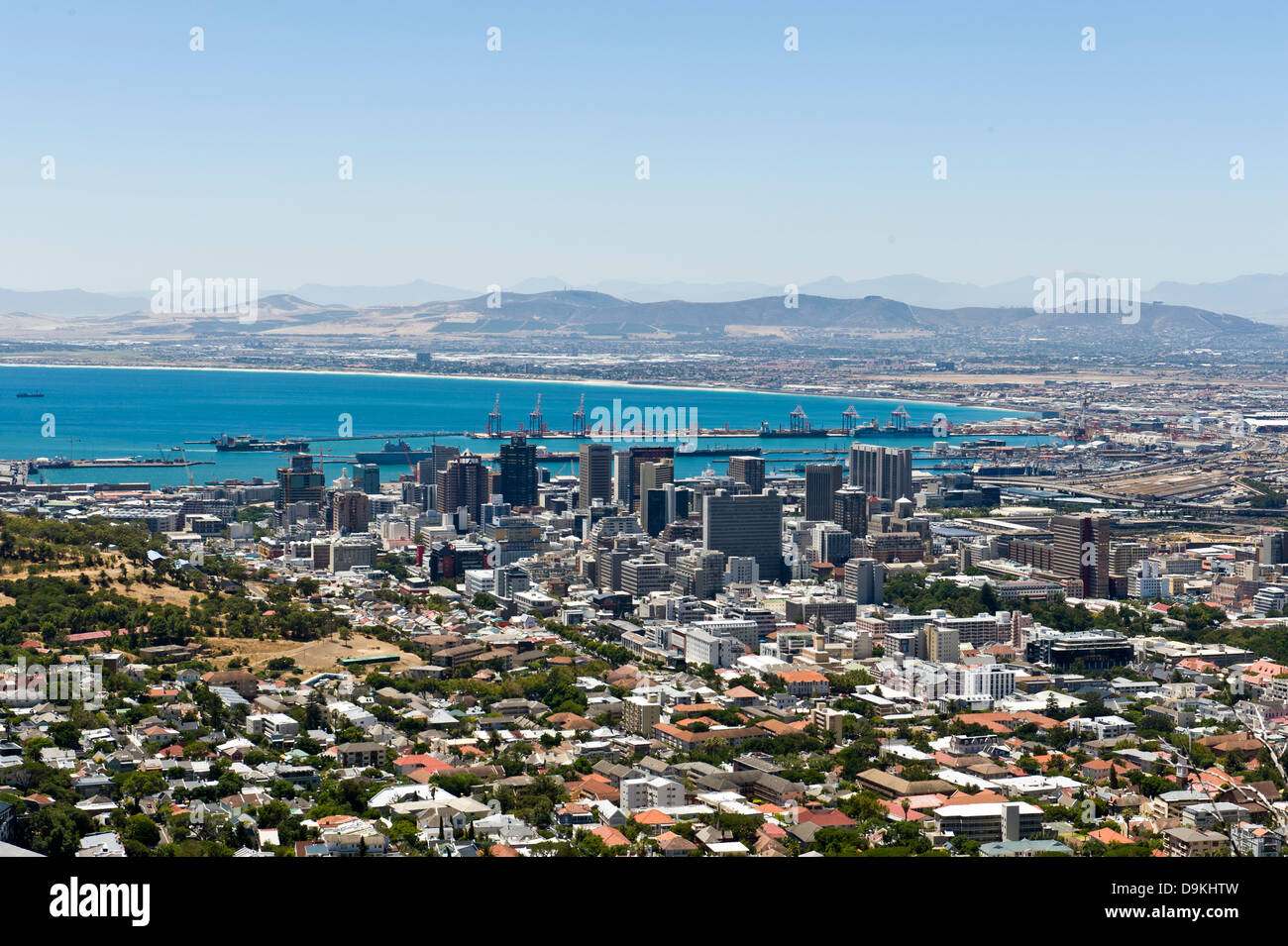 Lo skyline di Città del Capo e il porto, Sud Africa Foto Stock