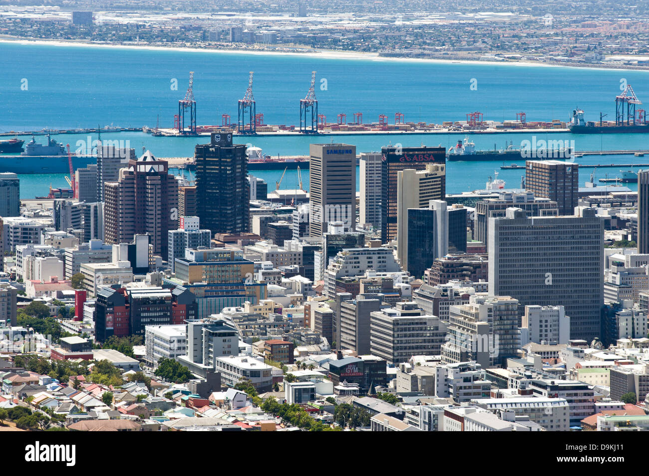 Lo skyline di Città del Capo e il porto, Sud Africa Foto Stock