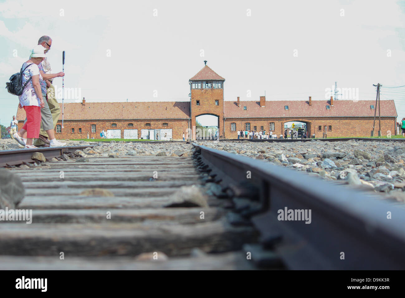 Ingresso principale di Auschwitz-Birkenau Museo di Stato. Foto Stock