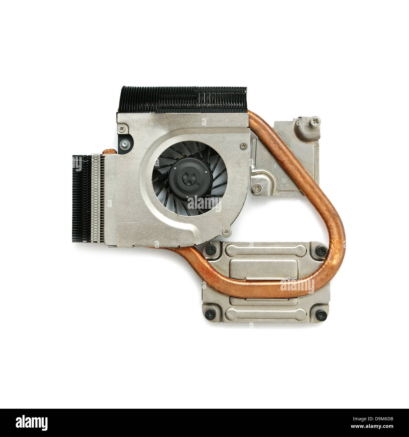 Ventola di raffreddamento per computer unità centrale di elaborazione (CPU) su sfondo bianco Foto Stock