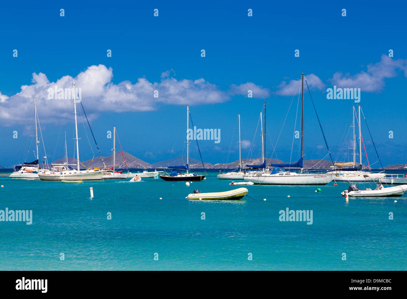Lungomare Porto di Cruz Bay sull'isola caraibica di San Giovanni nelle Isole Vergini Americane Foto Stock