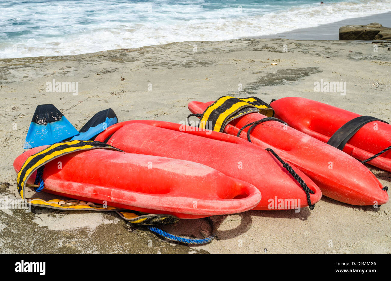 Equipaggiamento di Salvataggio giacente sul litorale. La Jolla, California, Stati Uniti. Foto Stock