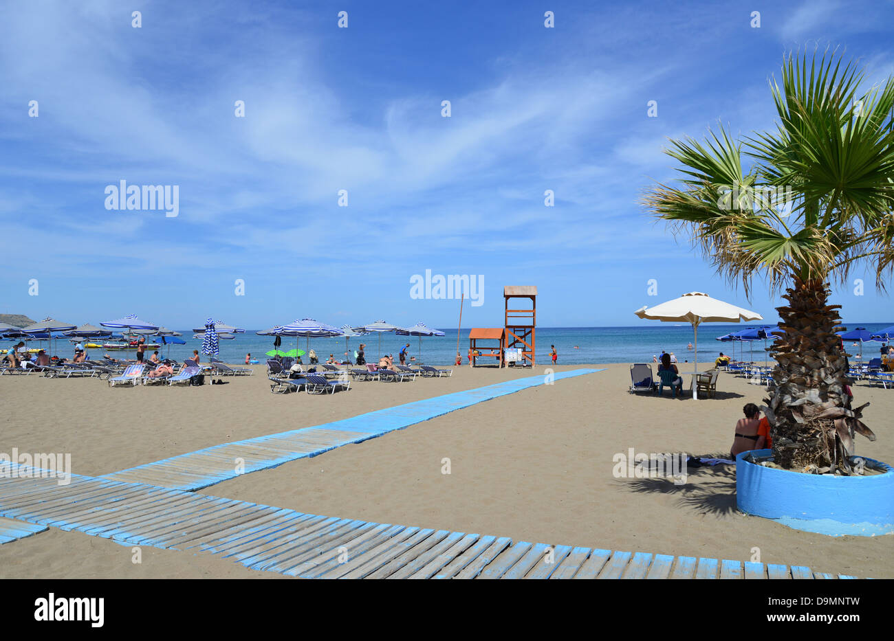 Faliraki Beach, Faliraki, Rodi (Rodi) Regione, del Dodecaneso, Egeo Meridionale Regione, Grecia Foto Stock