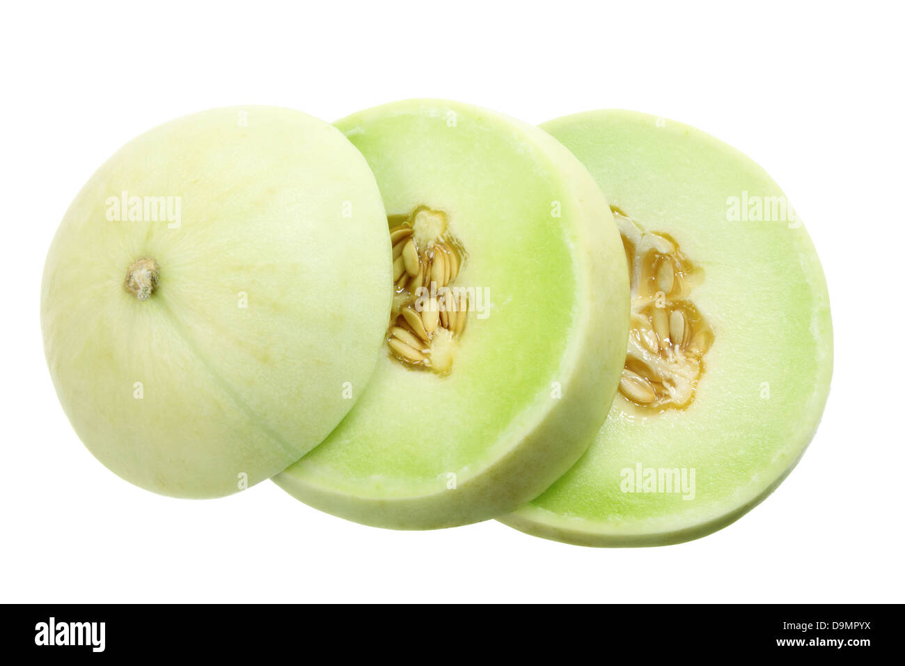Fette di melone Honeydew Foto Stock