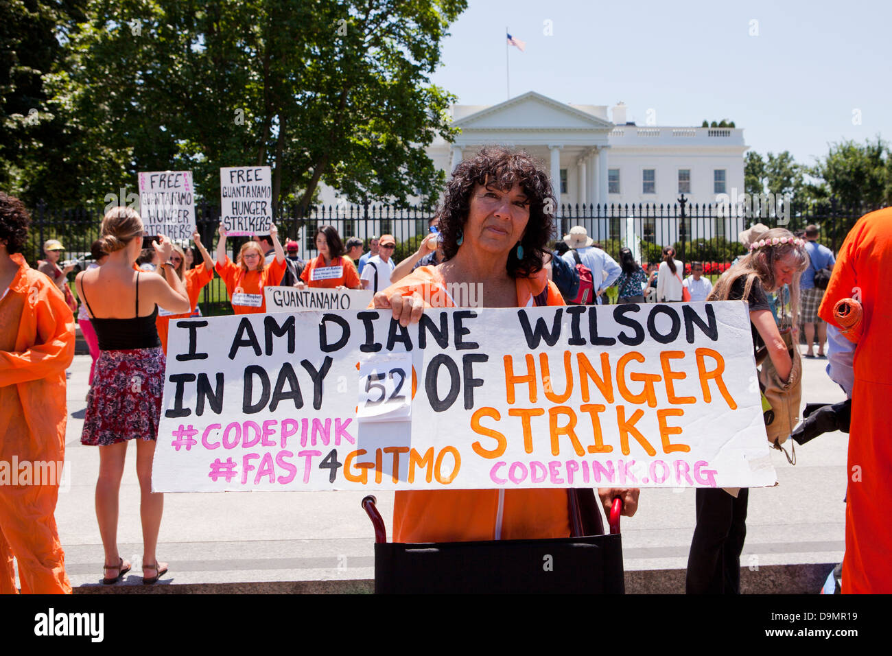 Venerdì, 21 giugno 2013, Washington DC: Diane Wilson e Rosa Codice di Guantanamo Bay dimostranti protestano Foto Stock