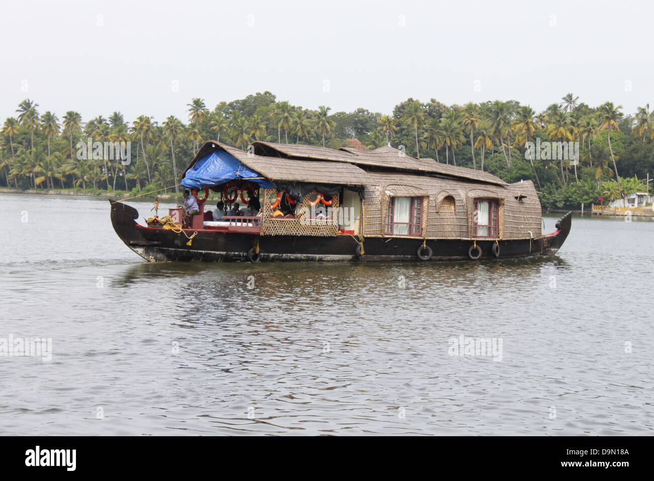 Houseboat A vele sulle lagune del Kerala, India. Foto Stock