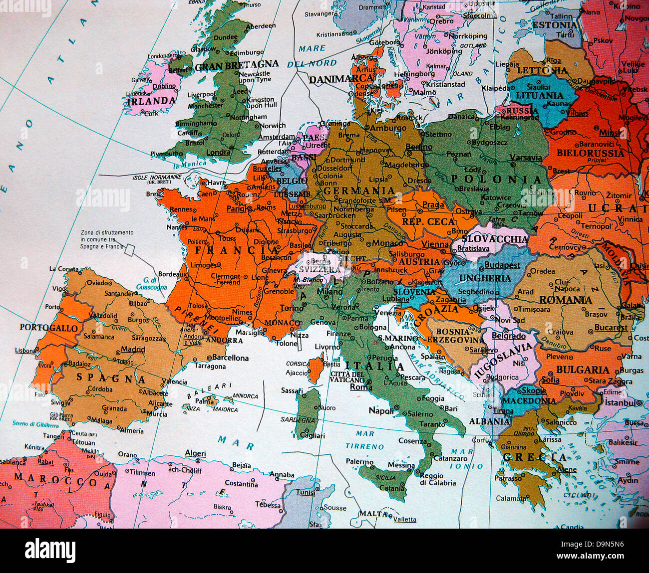 Mappa politico dell Europa Foto Stock