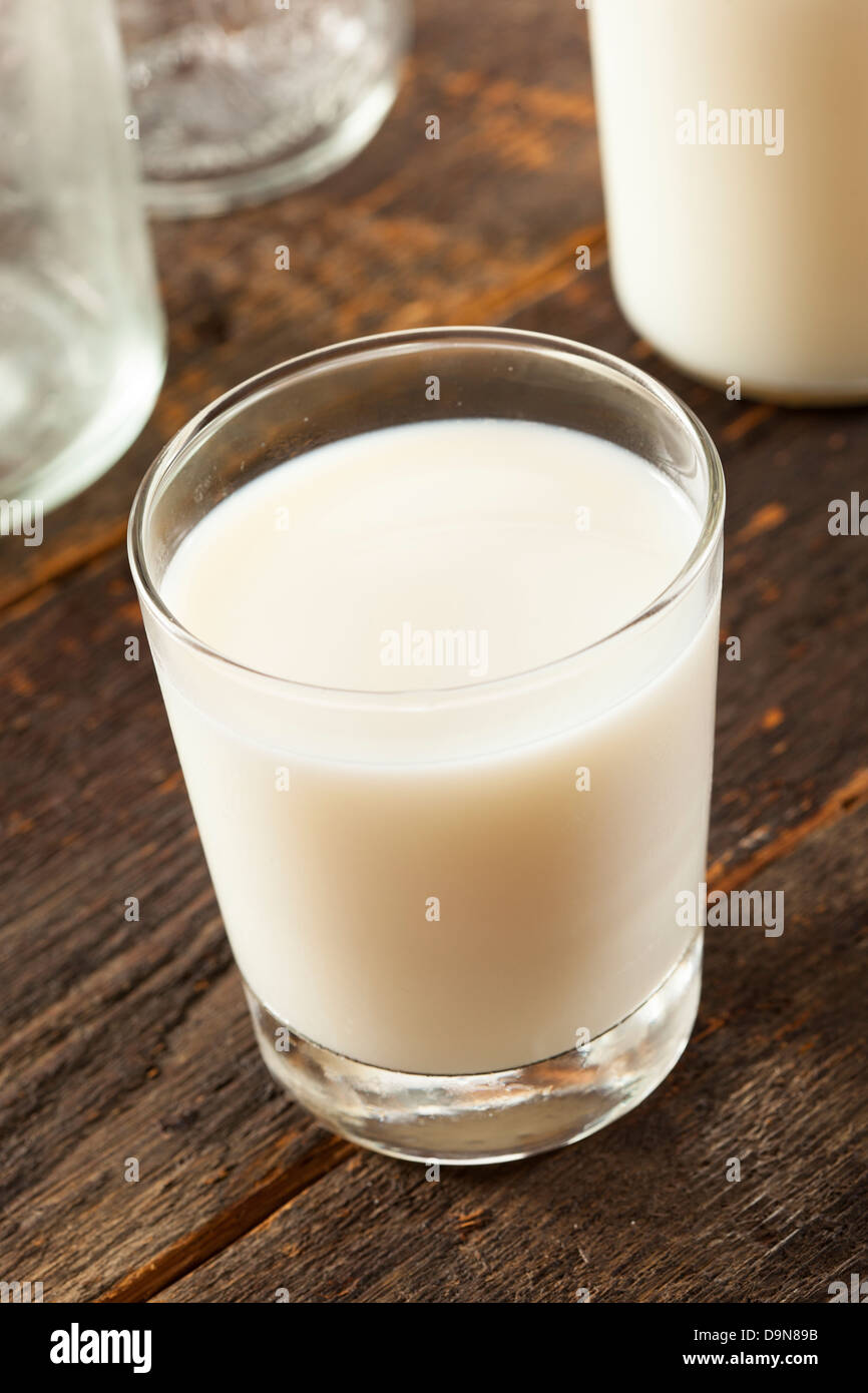 Bianco rinfrescante organico a freddo al latte in bottiglia Foto Stock