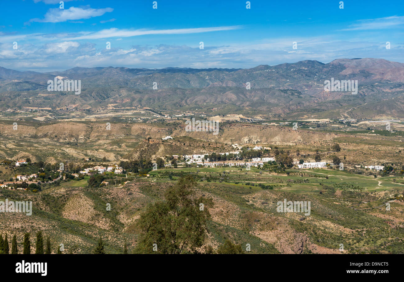 Vista su Cortijo Grande Campo da Golf da Cabrera vicino a Mojacar Provincia di Almeria Andalusia Spagna Foto Stock