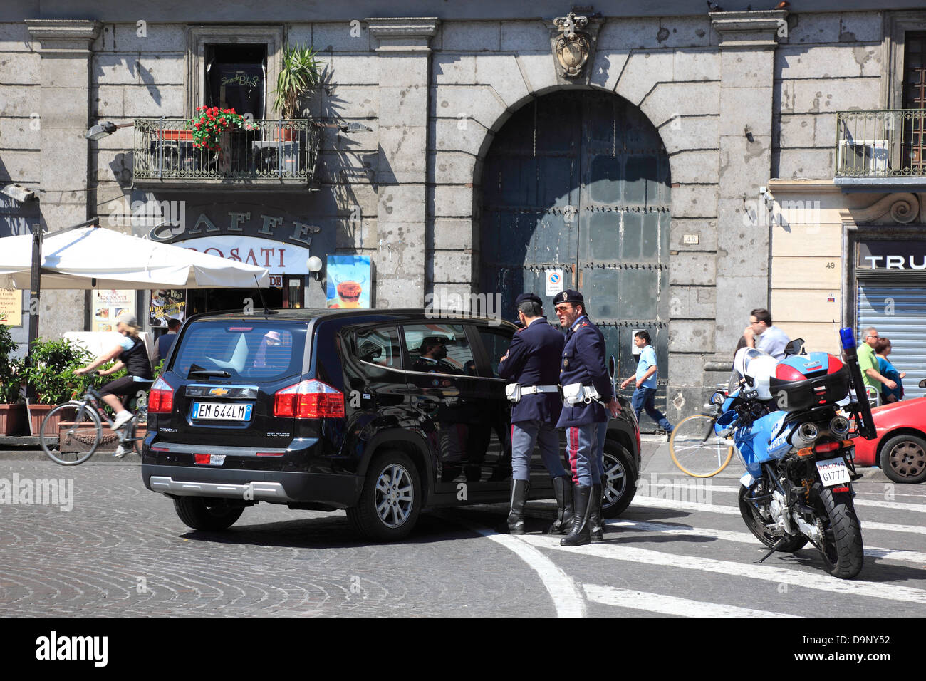 La polizia di Napoli, polizia stradale, Campania, Italia Foto Stock