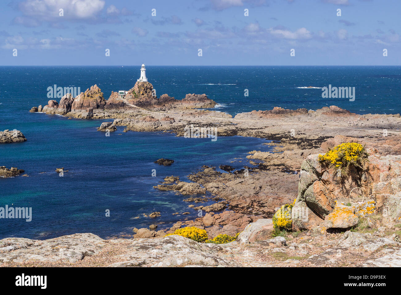 Corbiere, Faro, Causeway, Jersey, Isole del Canale Foto Stock